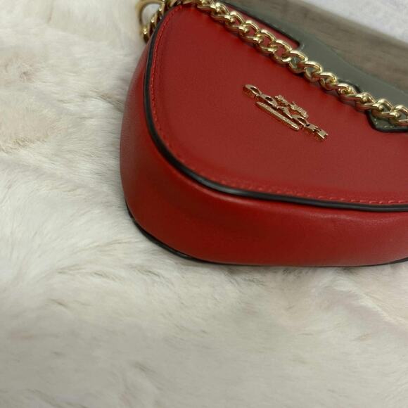 COACH Leather Strawberry Coin Case w/ Crossbody Chain Strap Creed # C1182 - Picture 7 of 9